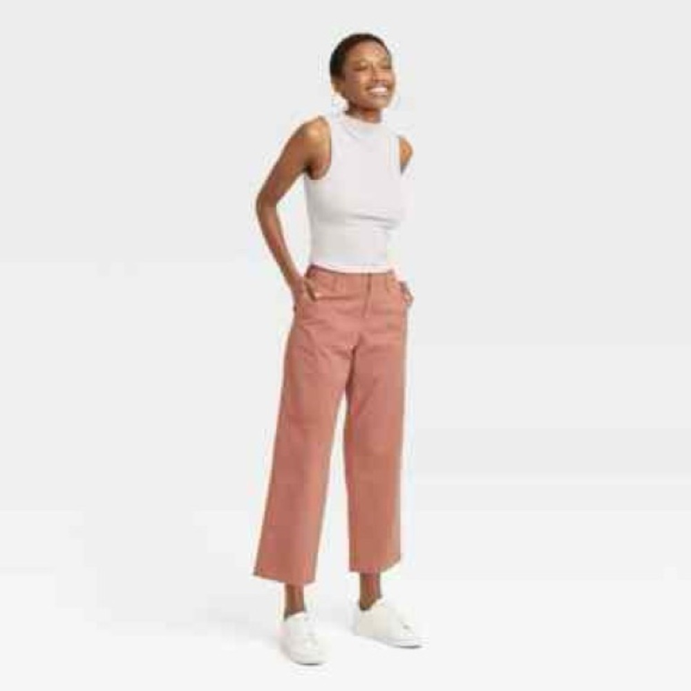 A New Day Pant Wide Leg Cropped Pink size 4 - Picture 11 of 12
